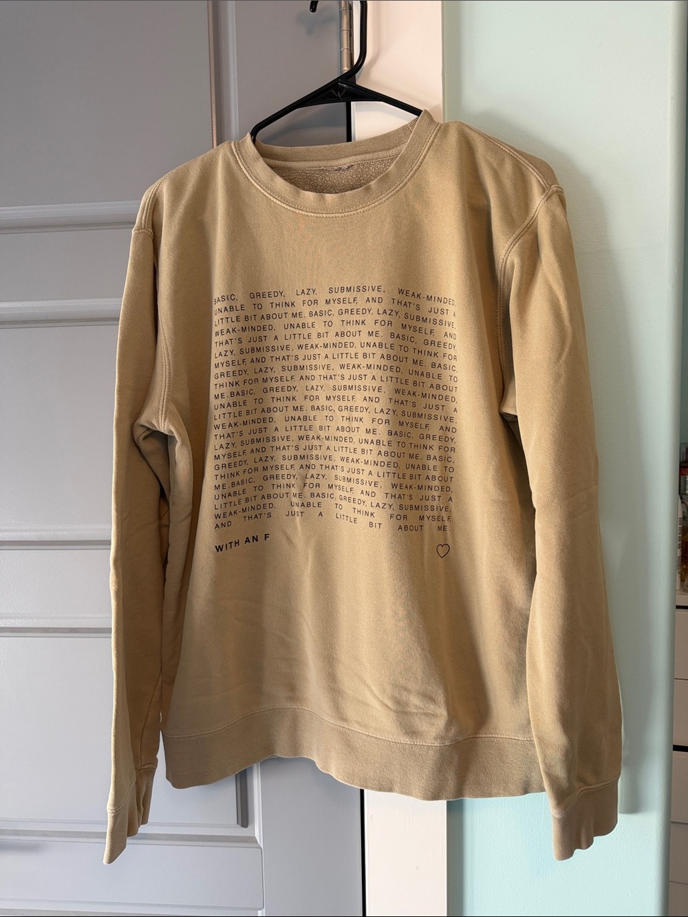 Sofia w/ an F podcast Tan Graphic Crewneck Sweatshirt